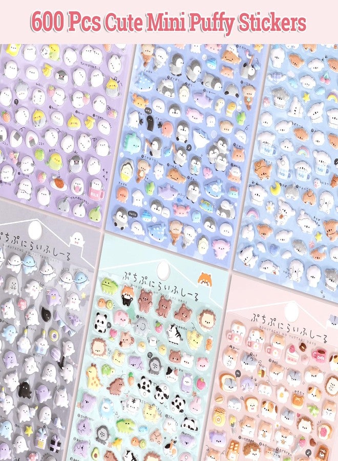 Jactales 600+ Cute Mini Puffy Stickers-Small 3D Tiny Micro Bulk Sticker Set for Kids Girls Adults-Includes Kawaii Japanese Cartoon Ghost Animal Cat Dog Penguin Birds for Phone Case-Removable-6 Sheets - Image 3